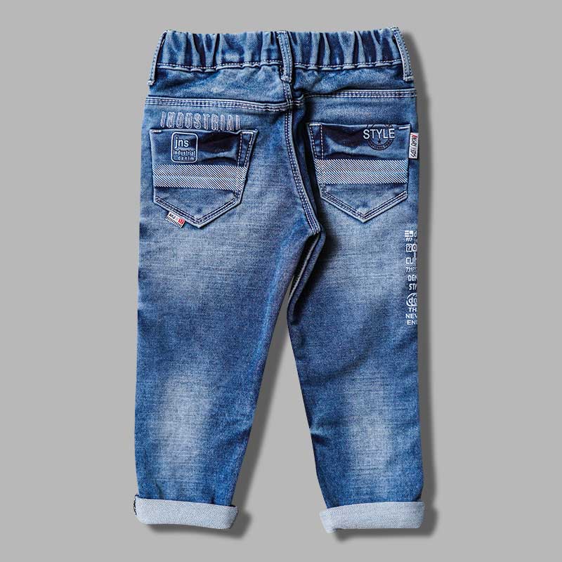 Blue Elastic Waist Boys Jeans Back