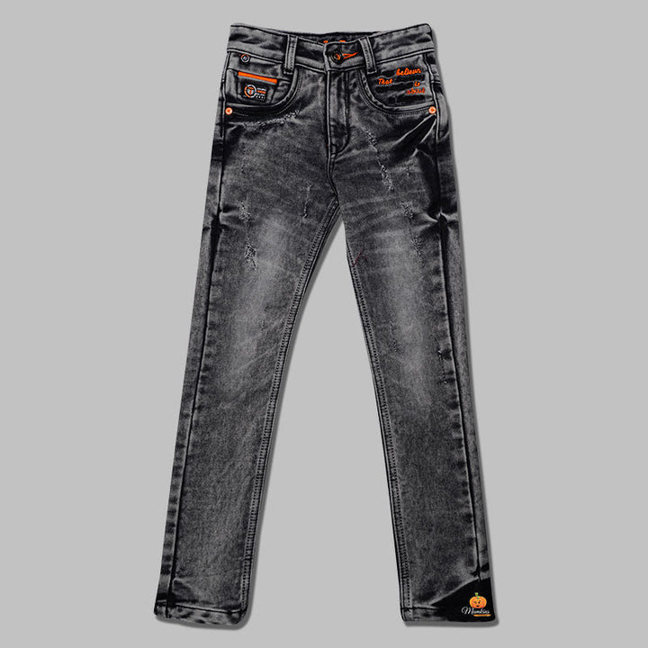 Black Rugged Jeans for Boys Front 