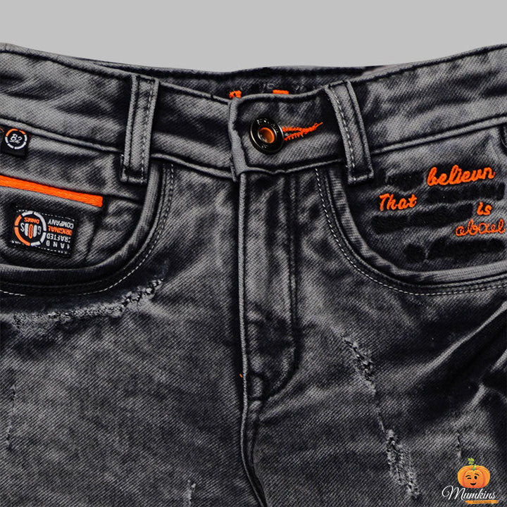 Black Rugged Jeans for Boys Close Up 