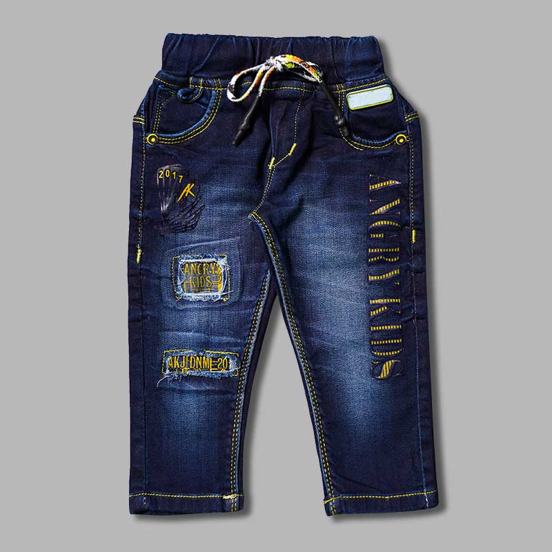 Buy Jeans For Boys And Kids With Elastic Waist And Ripped Pattern – Mumkins
