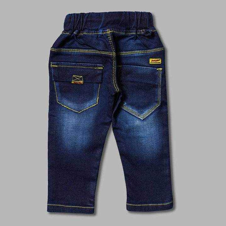 Jeans For Boys And Kids With Elastic Waist And Ripped Pattern