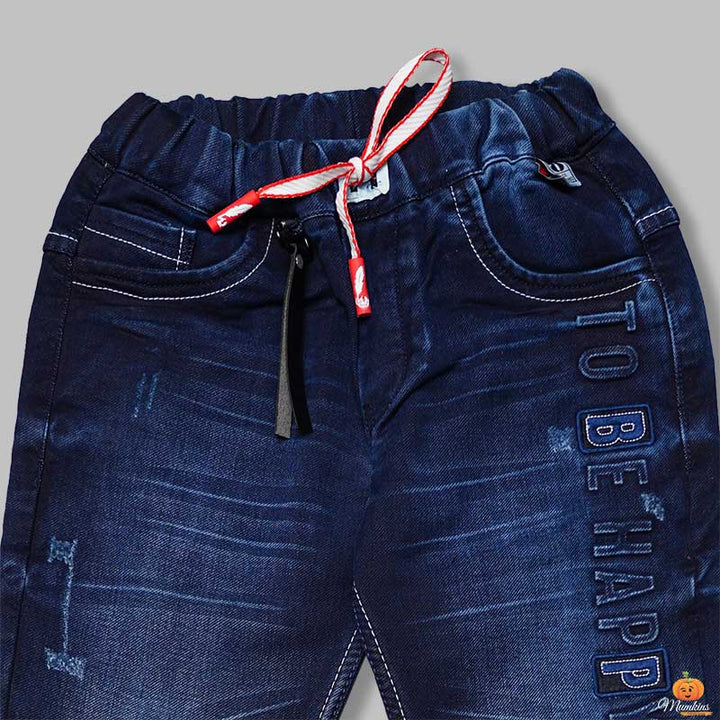 Dark Blue Ripped Jeans for Boys Close Up