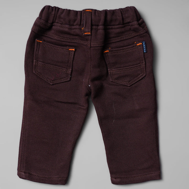 Coffee Color Drawstring Jeans for Boys Back 