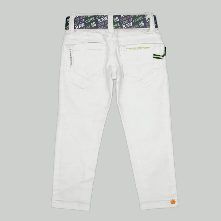 White Boys Jeans with Belt Back View