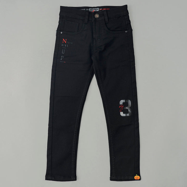 Black Slim Fit Boys Jeans Front View