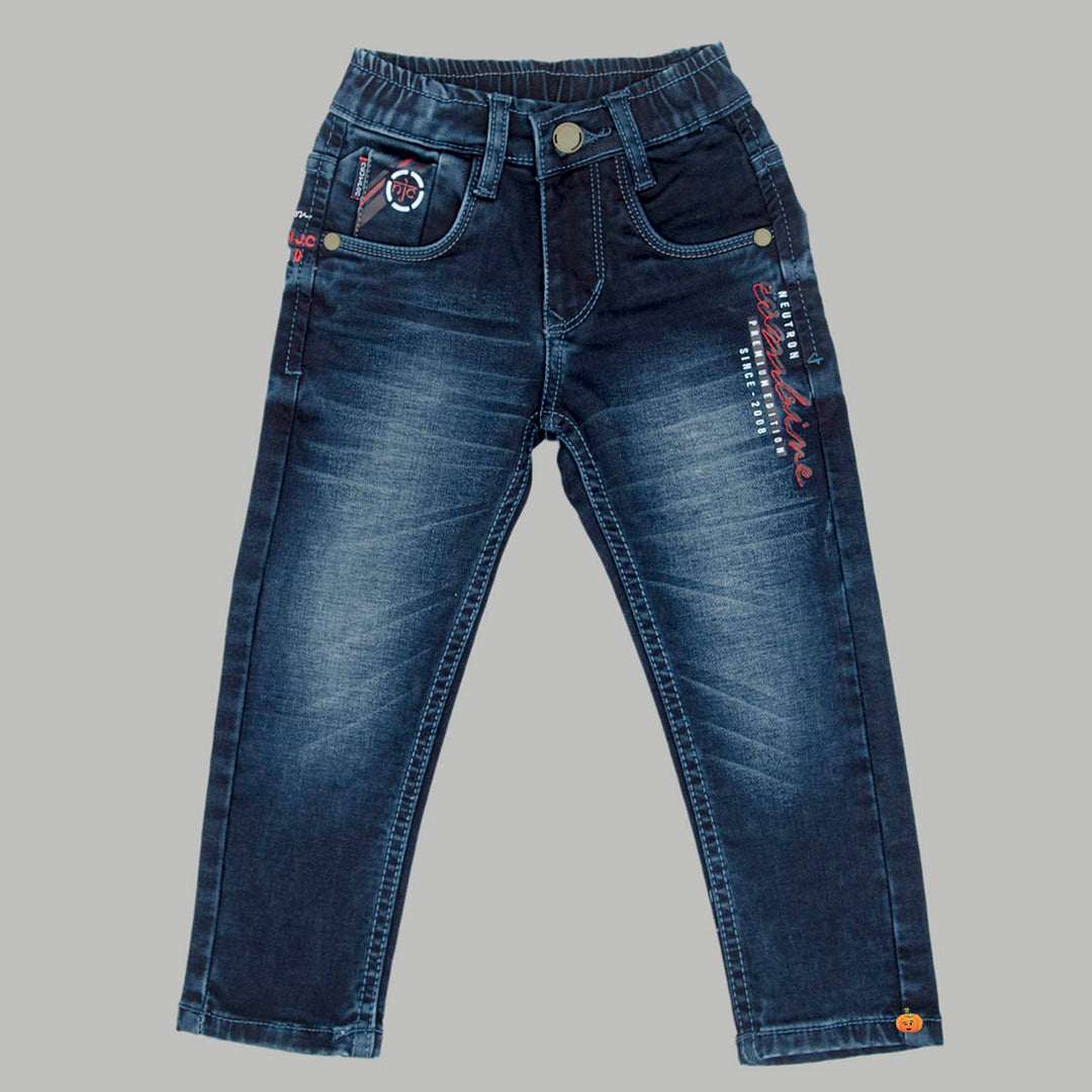 Blue Slim Fit Boys Jeans Front View