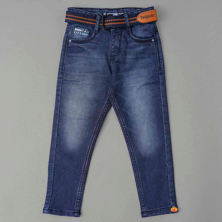 Blue Denim Boys Jeans Front View