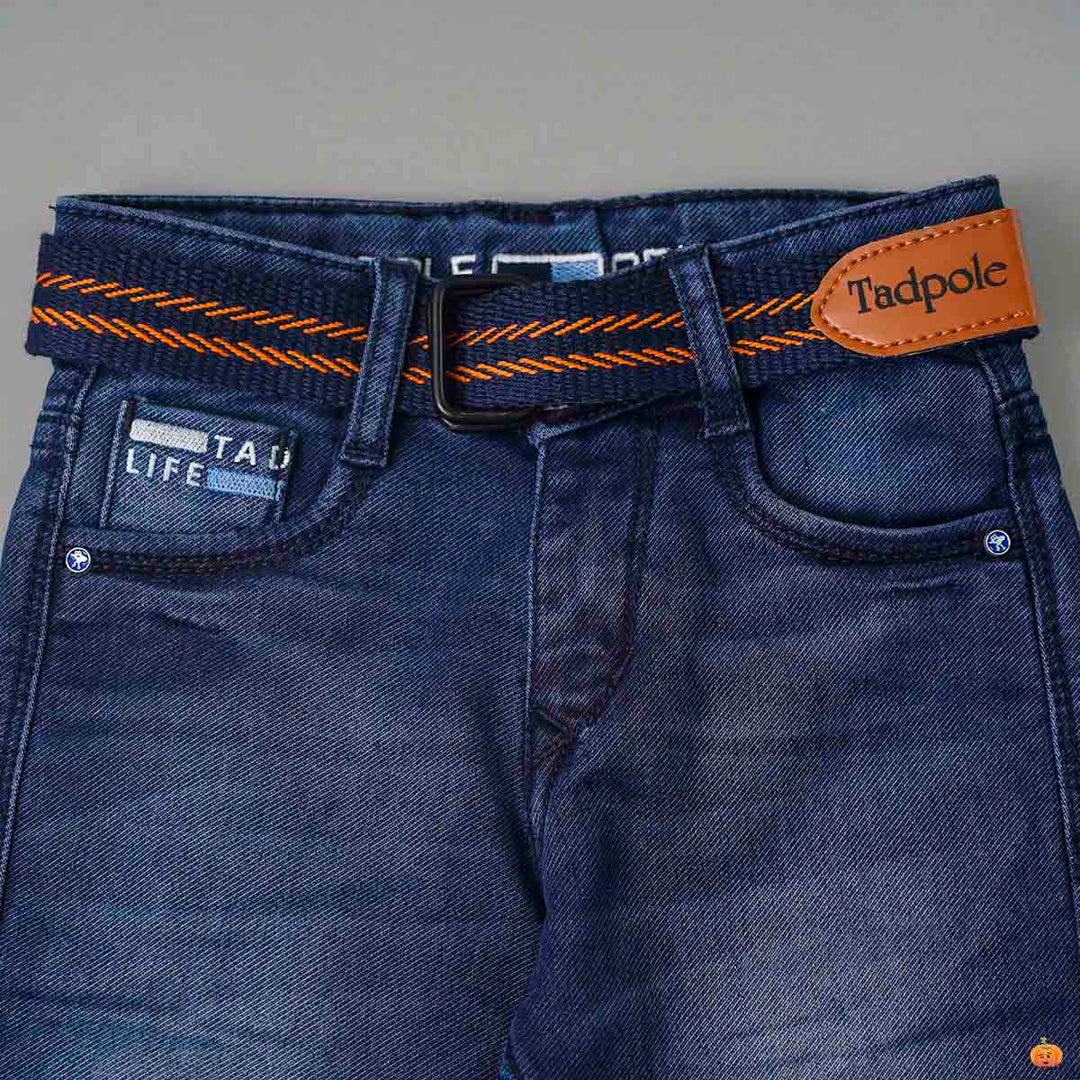 Blue Denim Boys Jeans Close Up View