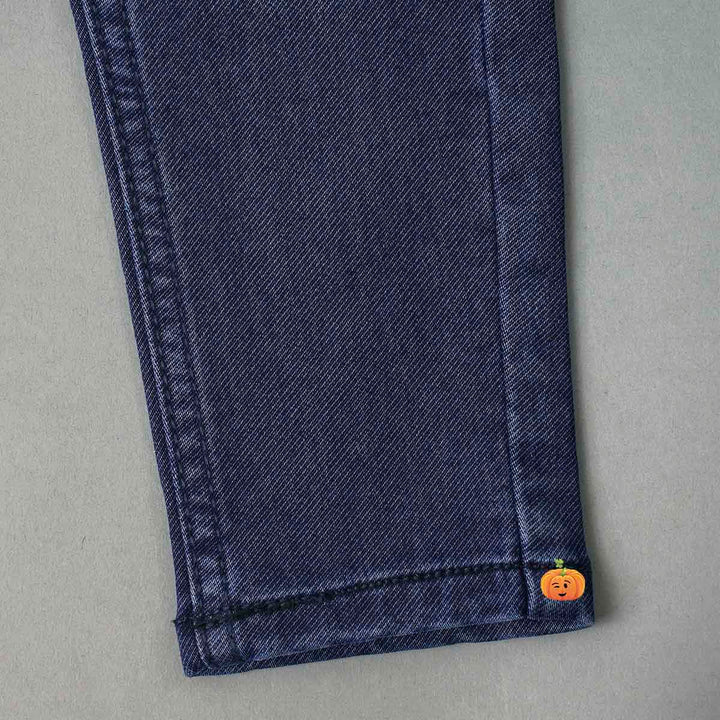 Blue Denim Boys Jeans Close Up View