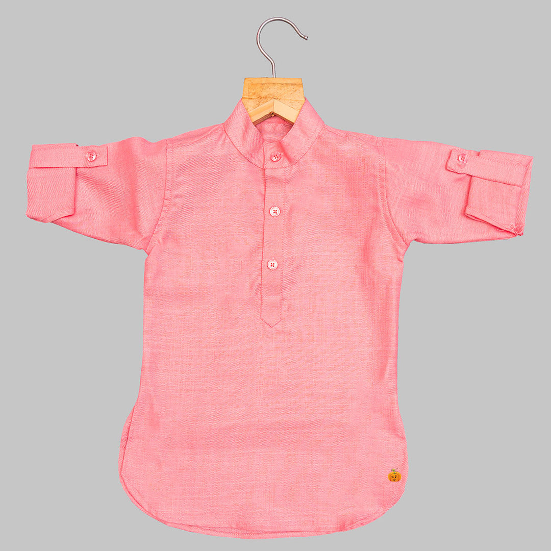 Pink Floral Kurta Pajama for Boys Kurta View