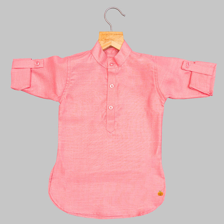 Pink Floral Kurta Pajama for Boys Kurta View