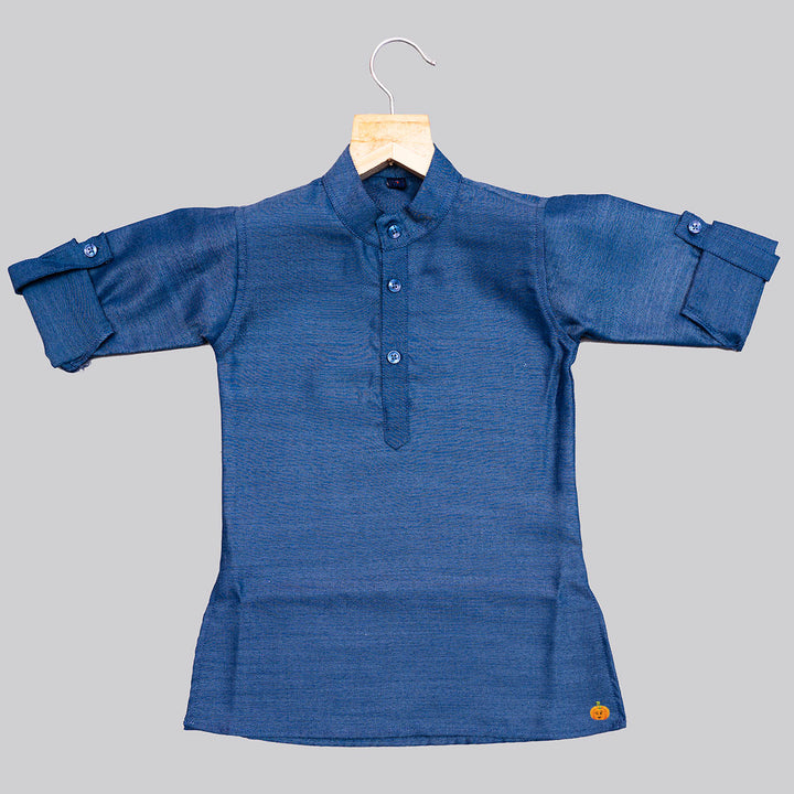 Blue Boys Kurta Pajama with Nehru Jacket Kurta View