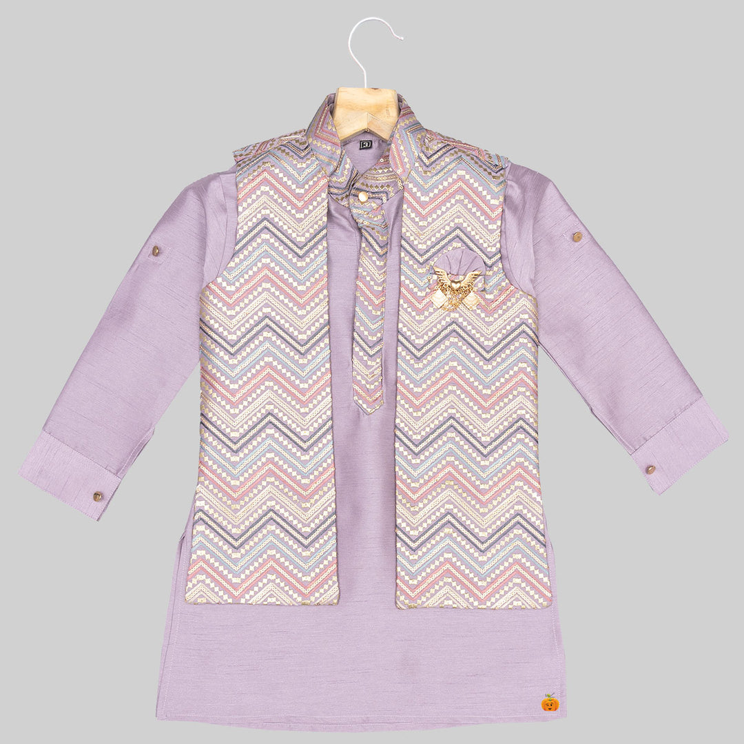 Onion Kurta Pajama for Boys with Jacket Top View