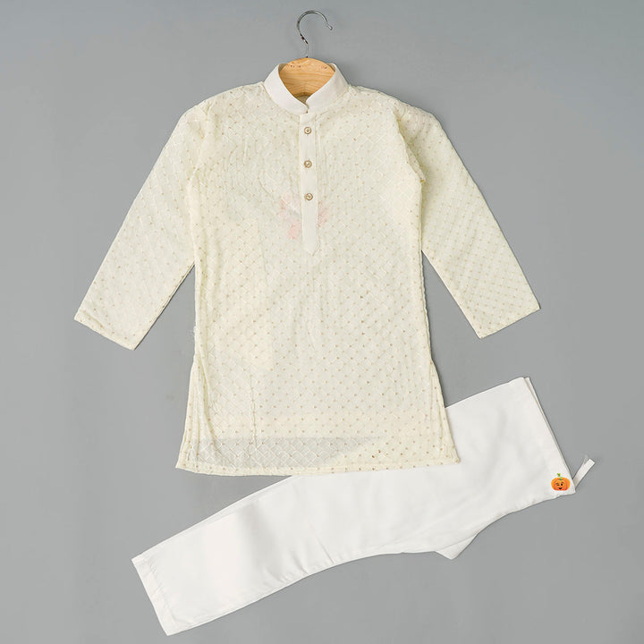 Cream Boys Kurta Pajama Front View
