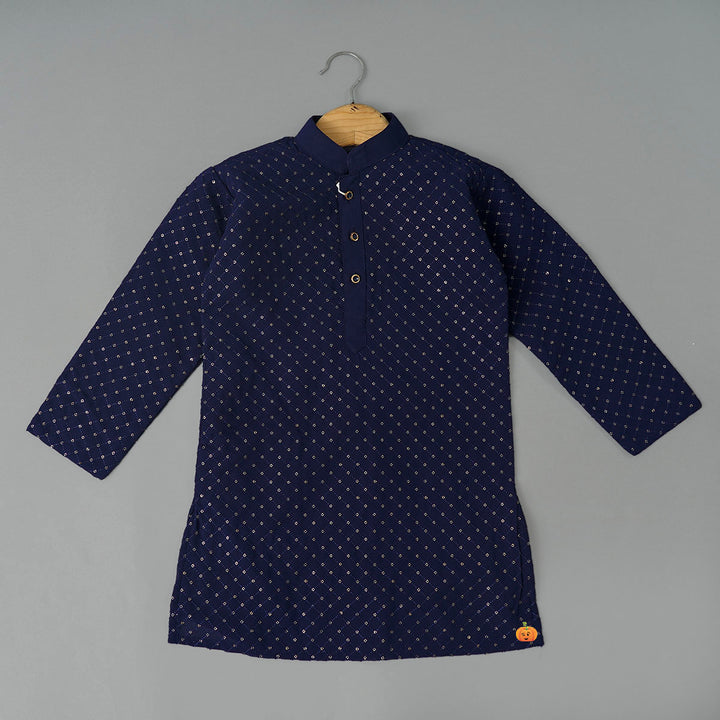 Navy Blue Boys Kurta Pajama Top View
