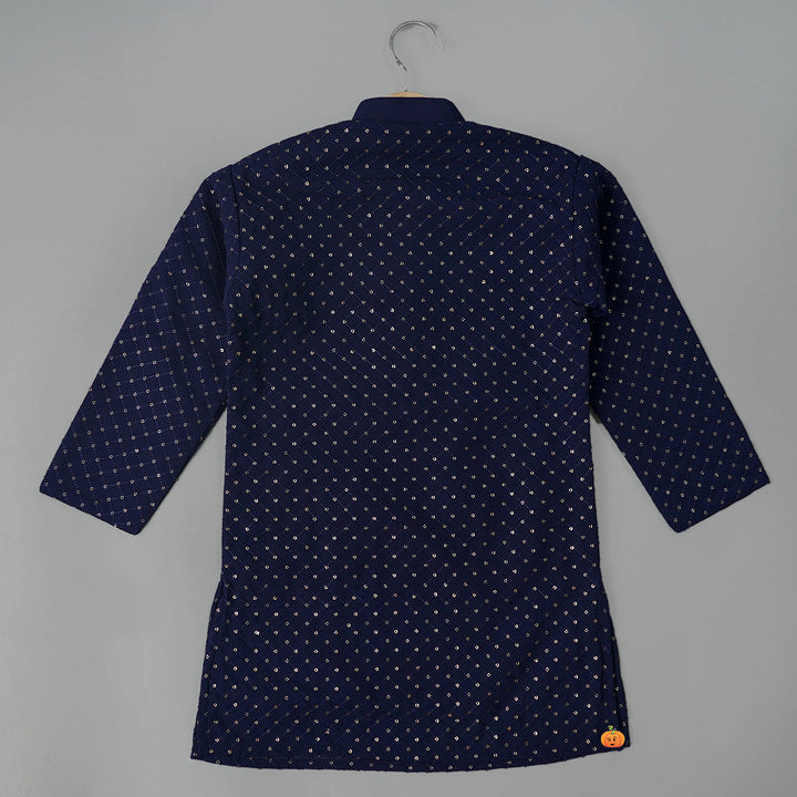 Navy Blue Boys Kurta Pajama Back View 