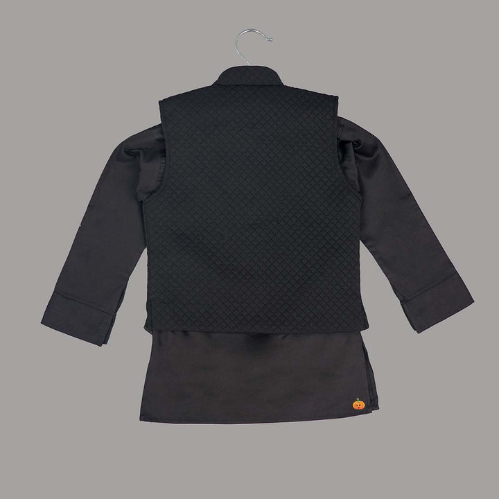 Black Boys Kurta Pajama with Jacket Back View