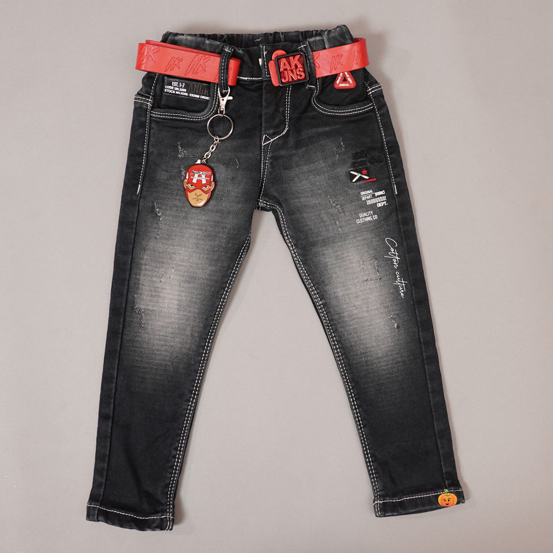 Denim Boys Jeans with Belt Front View