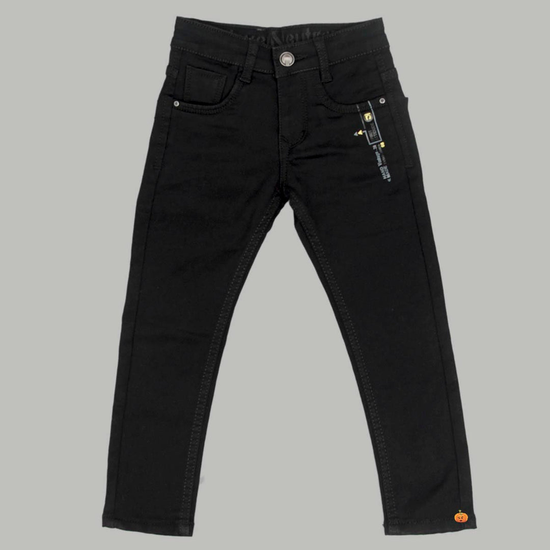 Black Slim Fit Boys Jeans Front View