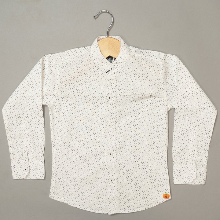 White Mandarin Collard Shirt for Boys Front View