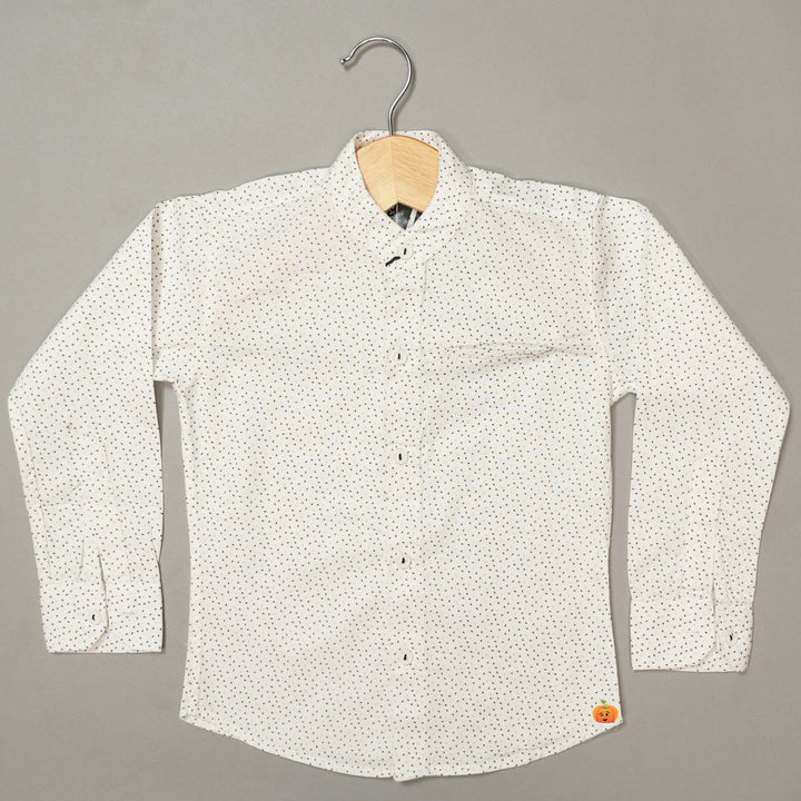 White Mandarin Collard Shirt for Boys Front View