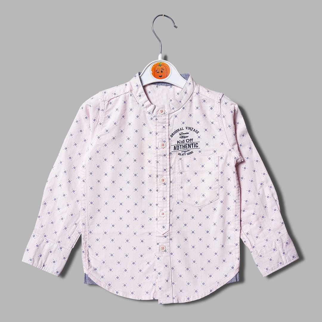 Solid Pink Print Full Sleeves Shirt for Boys Variant Front View