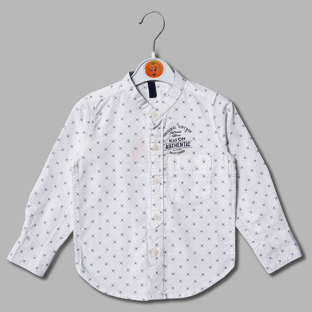 Solid White Print Full Sleeves Shirt for Boys Variant Front View