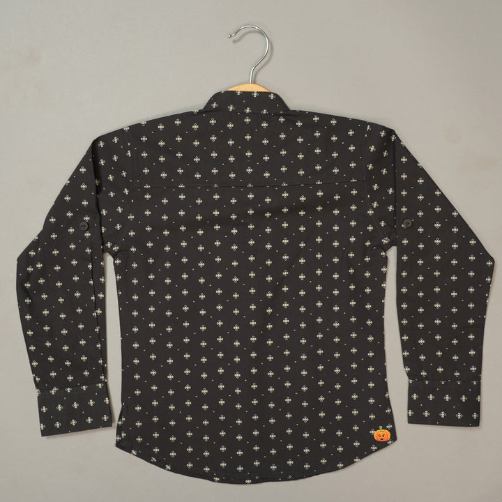 Black Solid Printed Shirt for Boys Back View