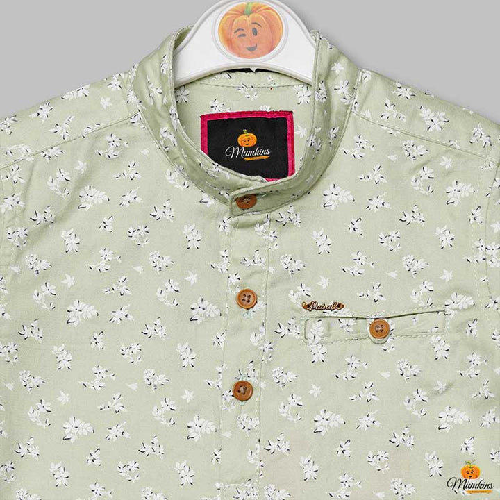 Lemon Pink Printed Shirts for Boys Close Up View