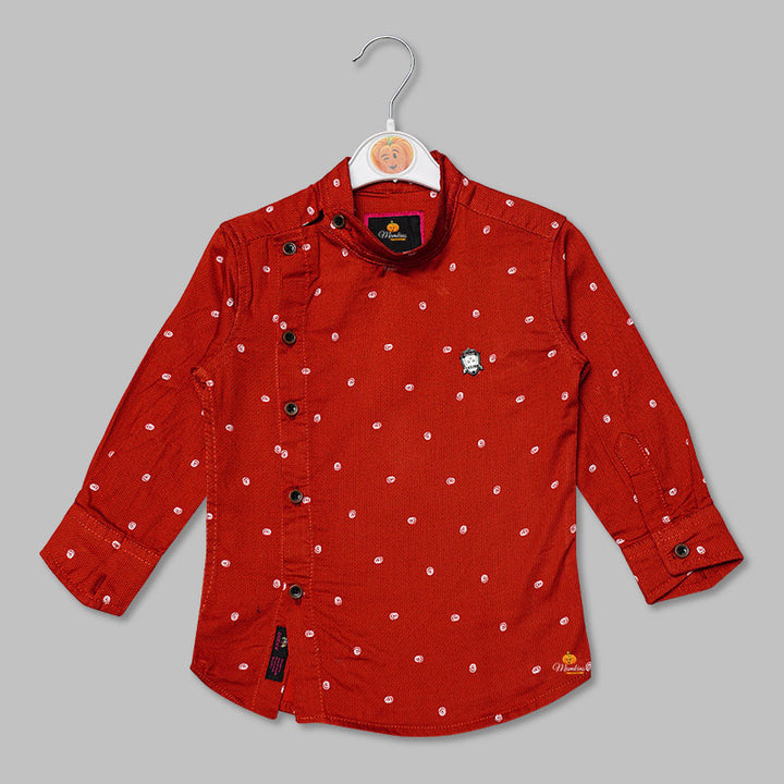 Solid Red Side Button Shirts for Boys Variant Front View