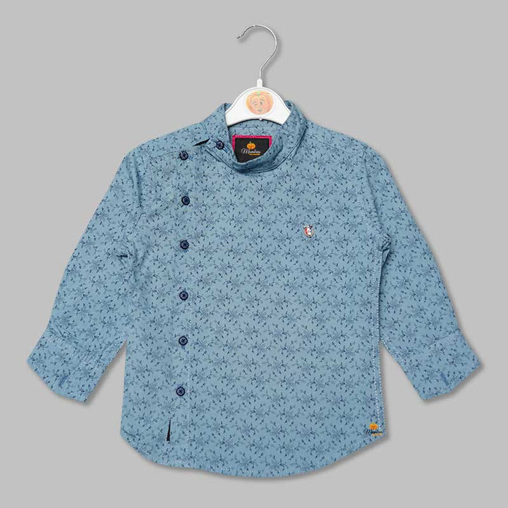 Solid Side Button Pattern Shirts for Boys Front View