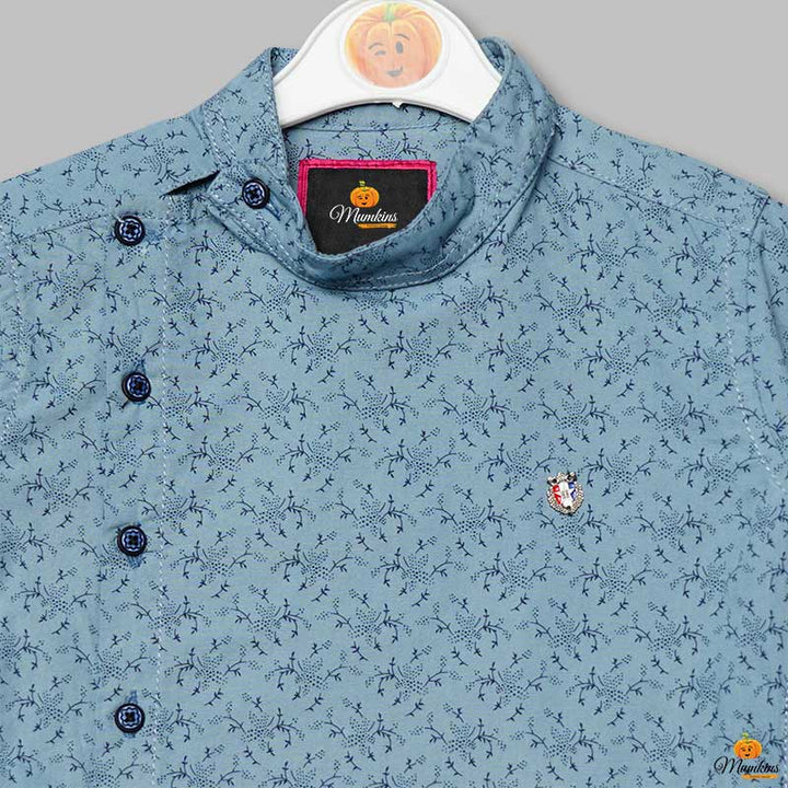 Solid Side Button Pattern Shirts for Boys Close Up View