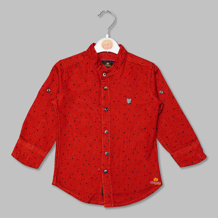 Mandarin Collar Printed Shirts for Boys Front