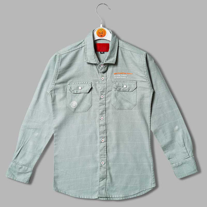 Solid Green Full Sleeves Shirts For Boys Variant Front View