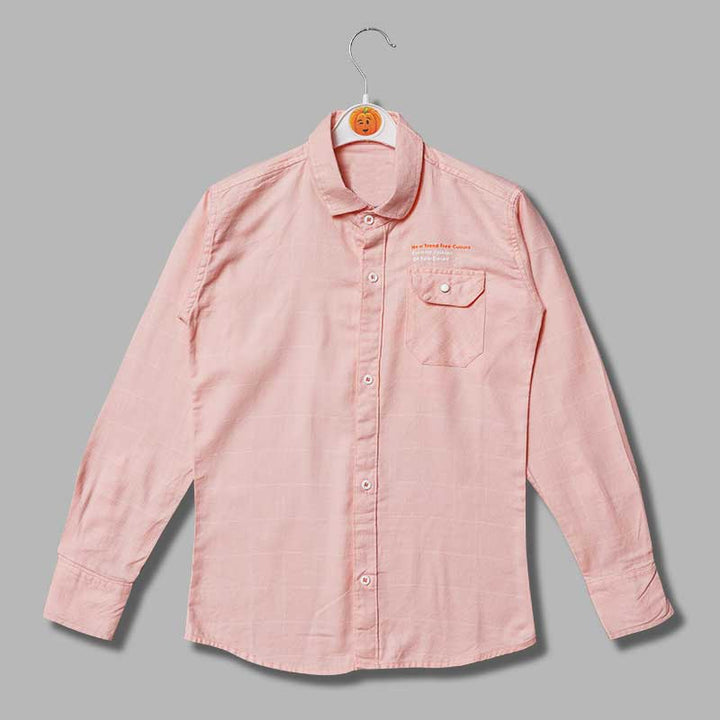 Solid Pink Full Sleeves Shirts For Boys Variant Front View