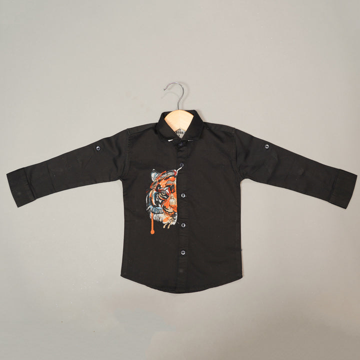 Solid Graphic Print Shirt for Boys Front View