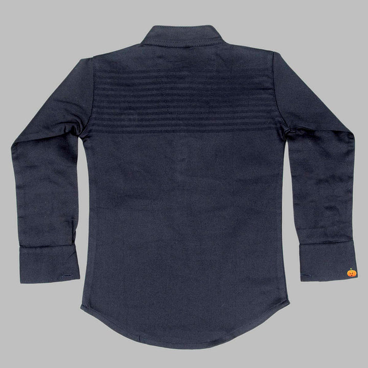 Navy Blue Full Sleeves Boys Shirt Back View