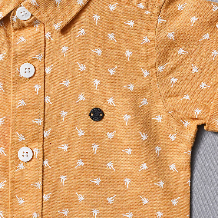 Golden & Onion Half Sleeves Shirt for Boys Close Up View