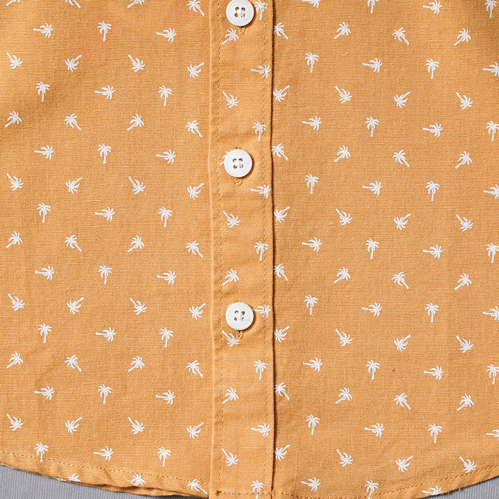 Golden & Onion Half Sleeves Shirt for Boys Close Up View