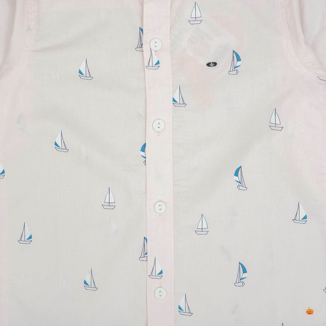 Pink Printed Shirt for Boys Close Up View