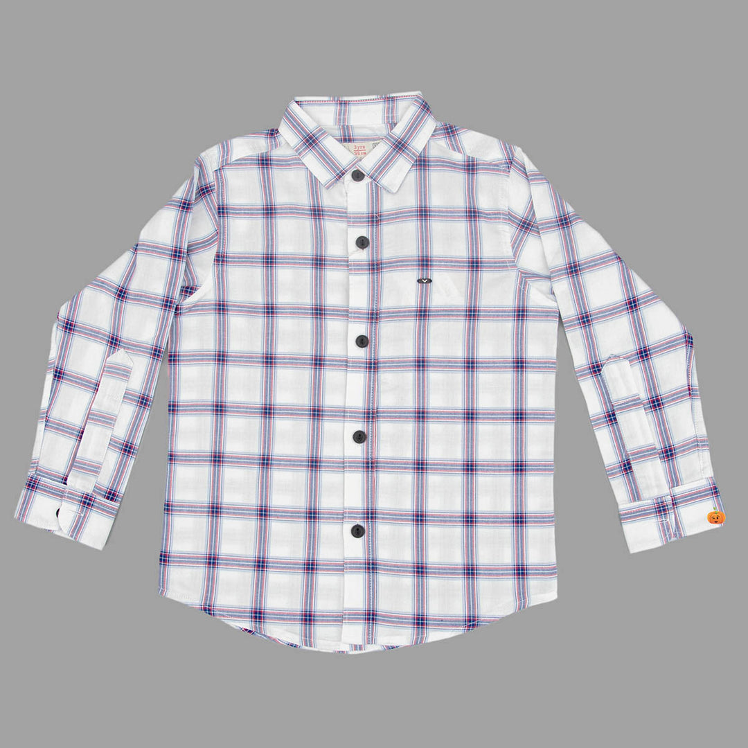 White Checks Patterns Shirt for Boys Front View