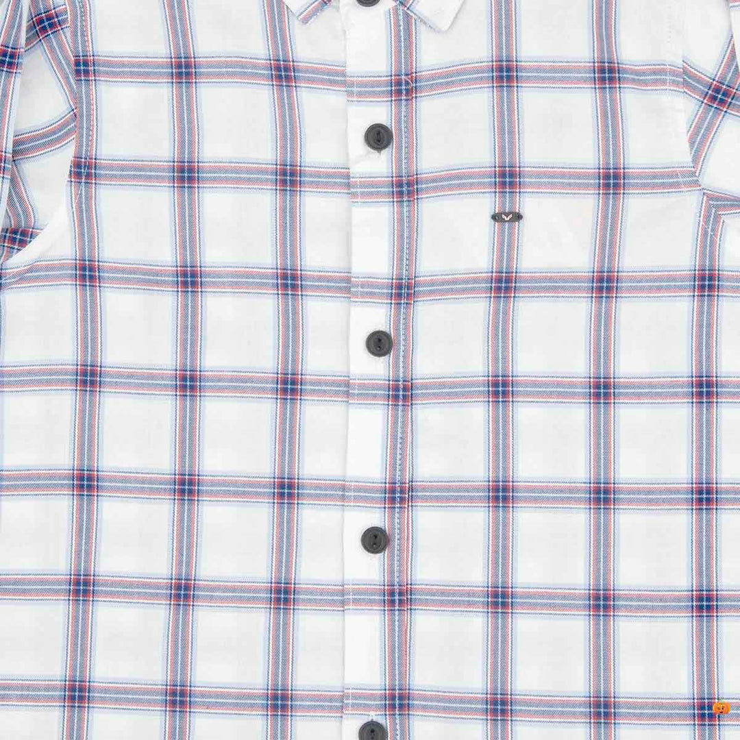 White Checks Patterns Shirt for Boys Close Up View