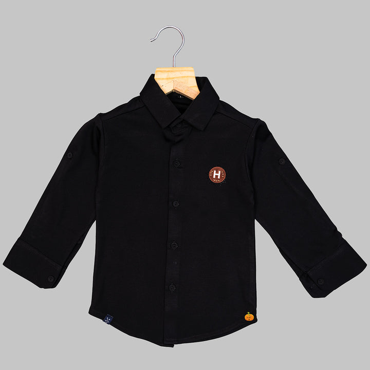 Slim Fit Solid Boys Shirt Front View
