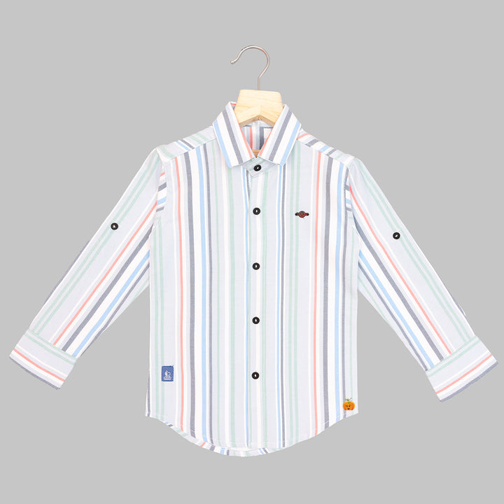 Grey Striped Shirt for Boys Front View