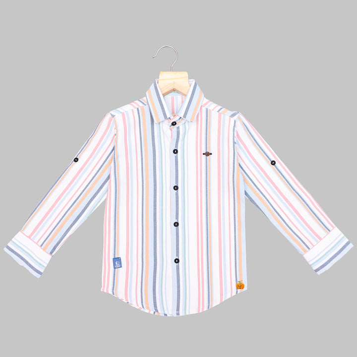 White Striped Shirt for Boys Front View