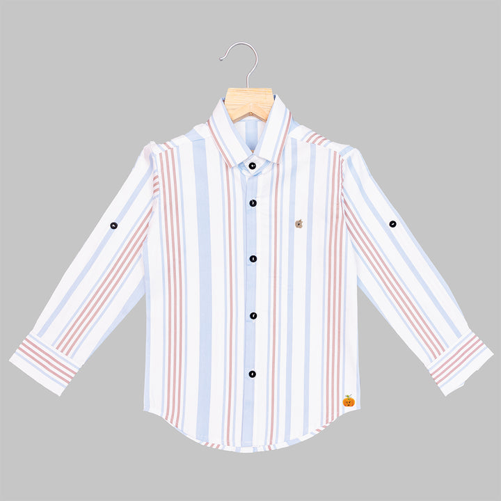 Blue Striped Shirt for Boys Front View