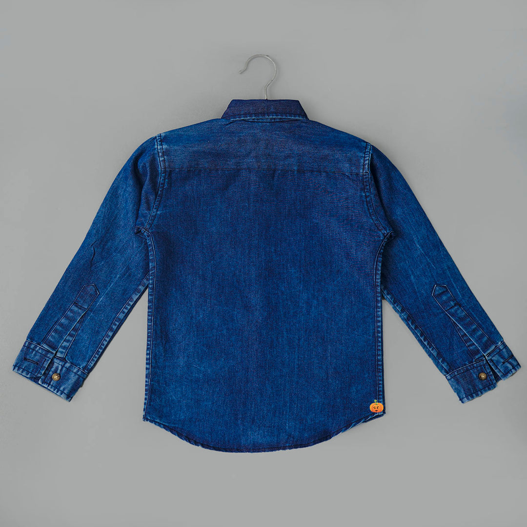 Dark Blue Denim Shirt for Boys Back View