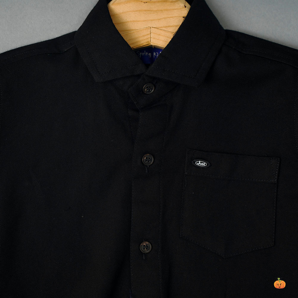 Solid Full Sleeves Boys Shirts Close Up View