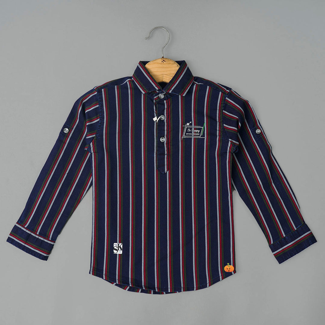 Striped Full Sleeves Boys Shirt Front View