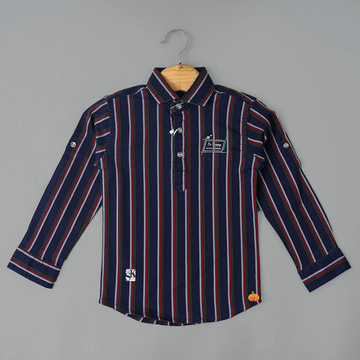 Striped Full Sleeves Boys Shirt Front View